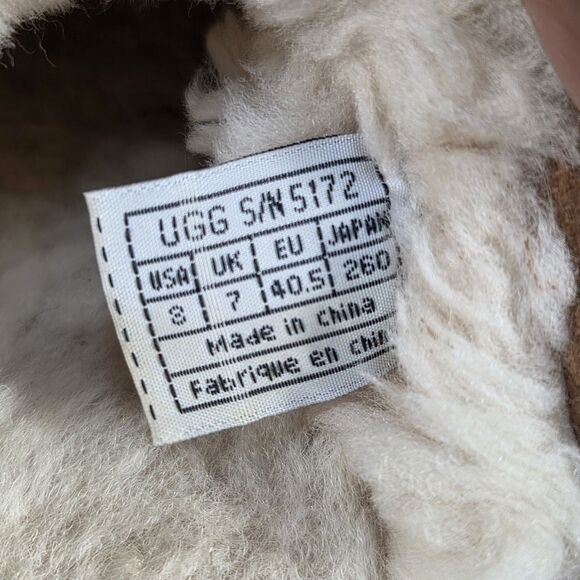 UGG Scuff Suede Slippers Chestnut Sheepskin Lined 5172 Women’s Sz 8 - Picture 3 of 12